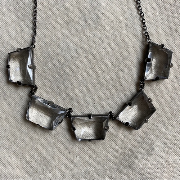J. Crew Gunmetal Crystal Necklace - Picture 1 of 3